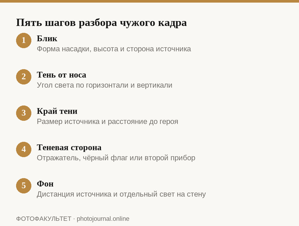 Пять шагов разбора световой схемы по готовой фотографии